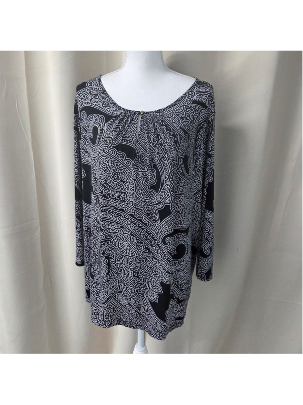Liz Claiborne Paisley Blouse Size 2X Whimsigoth Dark Academia Boho-chic